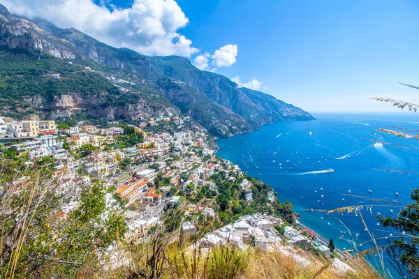 Panoramablick Auf Positano Berühmtes Dorf Der Amalfiküste Italien — Stockfoto