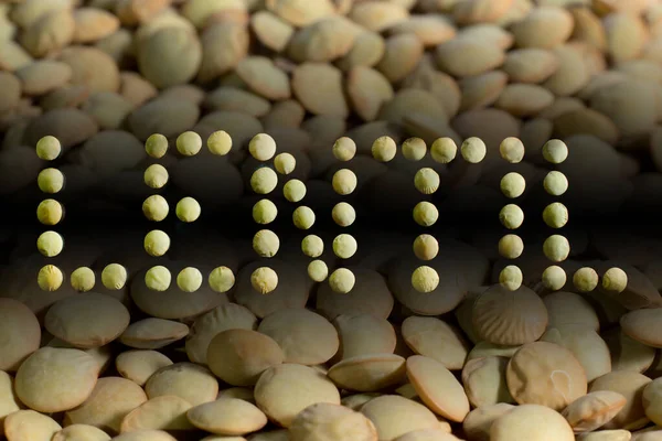 LENTIL de inscrição de grãos de lentilha verde — Fotografia de Stock