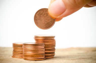 Bakır sikkeler, para kavramı tasarruf yığını