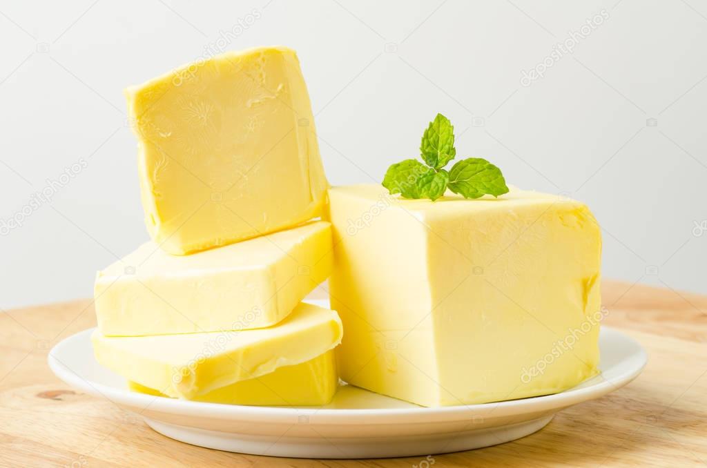 Slice of butter for baking or cooking