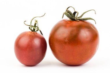 Beyaz arka planda izole edilmiş taze domatesler