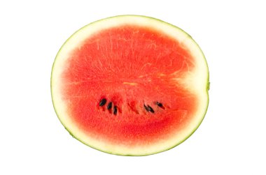 Beyaz arka plan üzerinde yemek için karpuz meyve yarısı