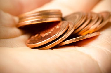 Sikke para kavramı kaydetmek elinde yığını