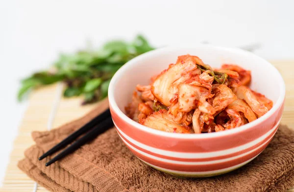 Col Kimchi Comida Coreana Tazón Con Palillos — Foto de Stock