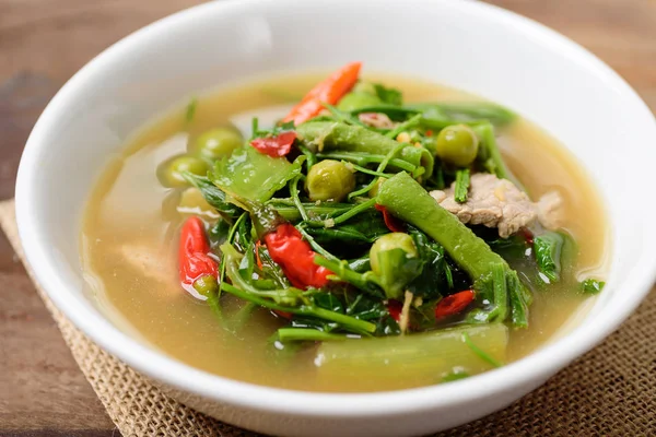 Comida Tailandesa Del Norte Kaeng Khae Sopa Picante Con Varias — Foto de Stock