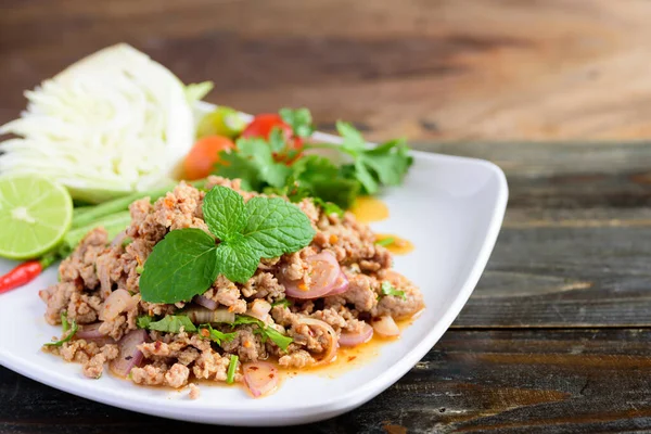 Comida Tailandesa Salada Picada Picante Porco Larb Moo — Fotografia de Stock