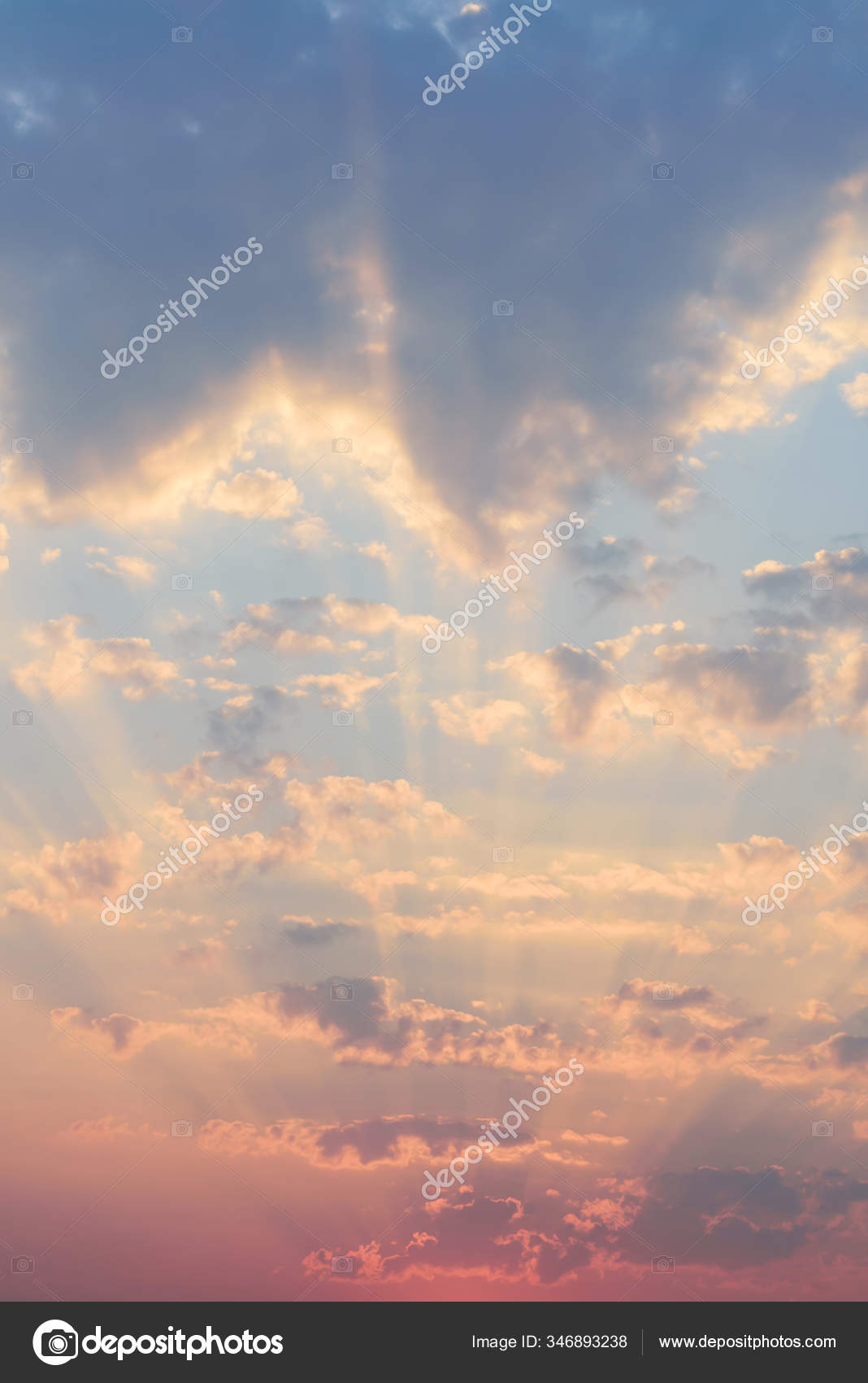 Beautiful Vanilla Sky Clouds Sunlight Sunset Nature Background.