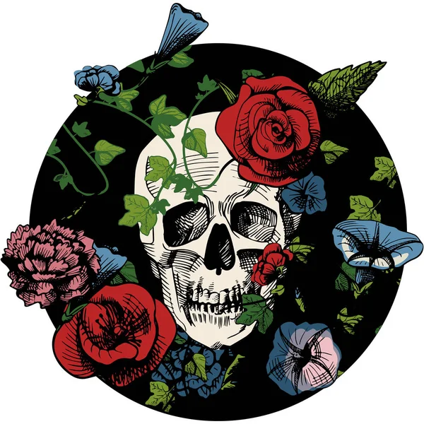 Crâne en fleurs — Image vectorielle