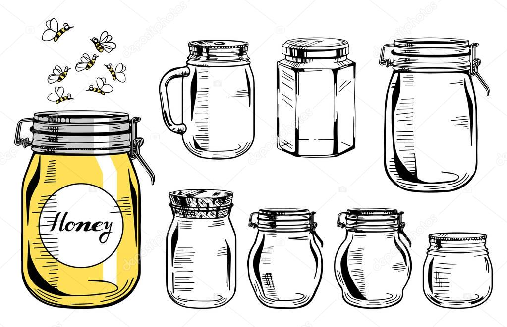 Glass jars set — Stock Vector © istryistry 141754678
