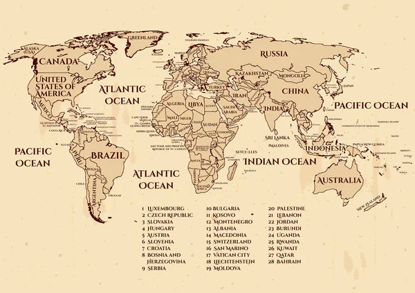 Politieke kaart van de hele wereld van de vector — Stockvector