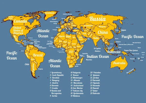 Vector whole world political map — Stock Vector
