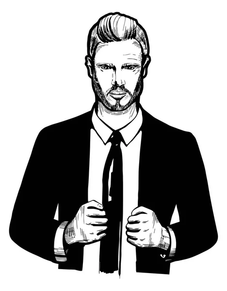 Homme d'affaires en costume noir — Image vectorielle