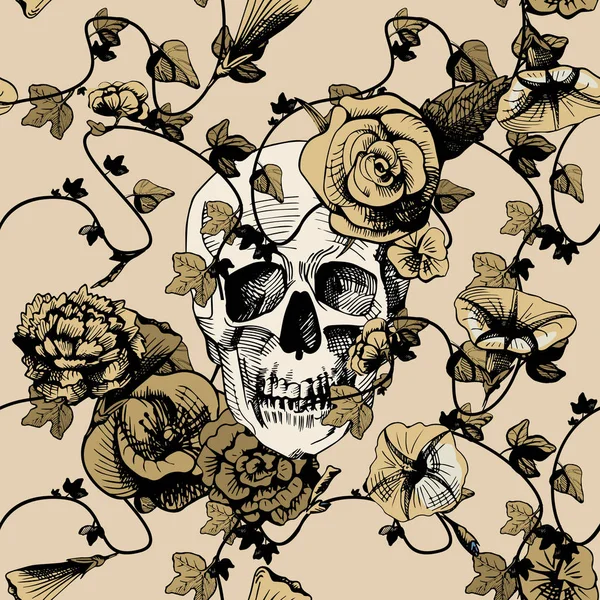 Skull in flowers — Stock Vector