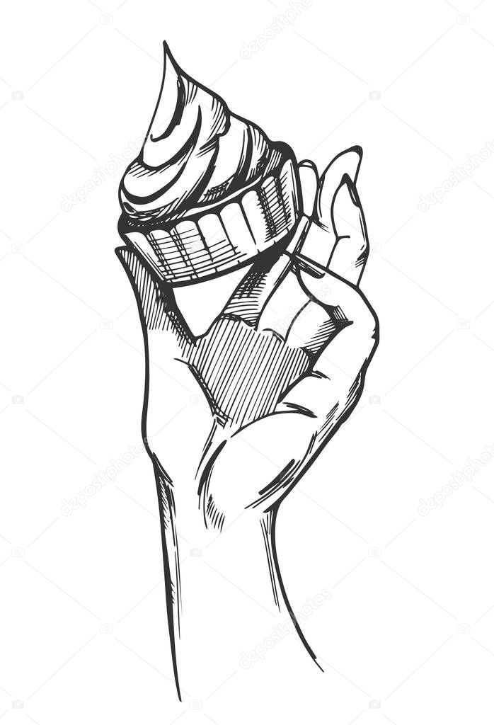 Hand with cake