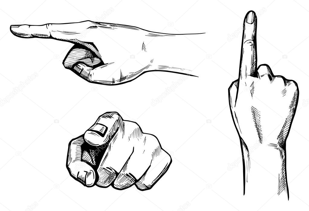 Pointing hands set