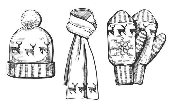 Set di articoli in maglia invernali — Vettoriale Stock