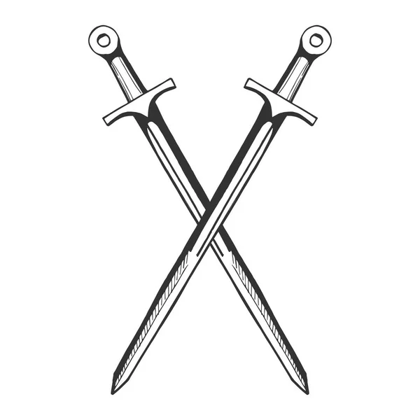 Cavaliere medievale spade incrociate — Vettoriale Stock
