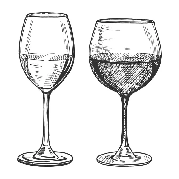 Beyaz ve kırmızı şarap bardakları — Stok Vektör