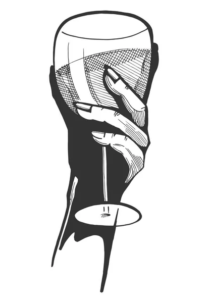 Hand with a glass of wine — Stock Vector