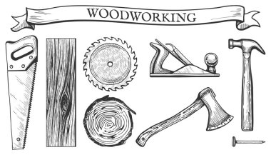 woodworking objects set clipart