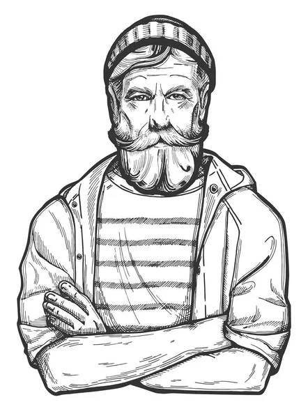 Old sailor portrait — Stock Vector