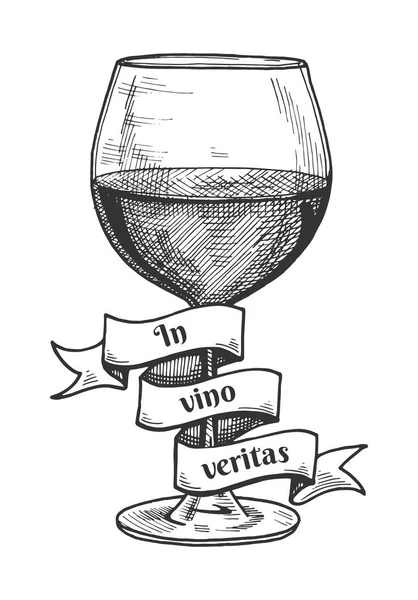 Copa de vino tinto con una cinta — Vector de stock