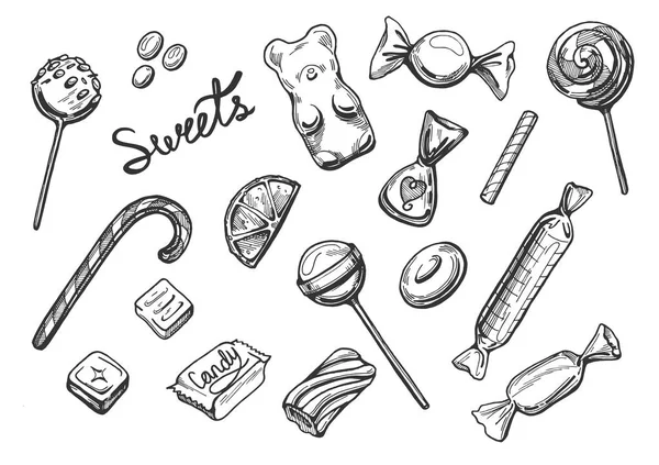 Sweets candies set — Stock Vector