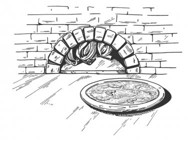 Pizza odun fırın arka plan üzerinde