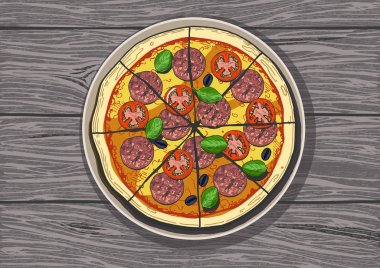 dilimlenmiş biber veya salam pizza