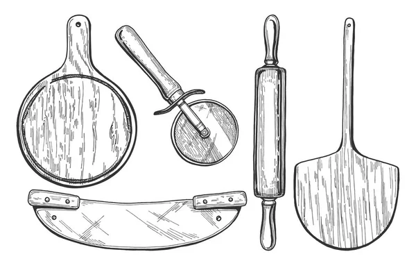 Дошки для піци та різаки — стоковий вектор