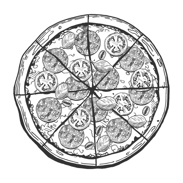 Pizza pepperoni ou salami tranchée — Image vectorielle