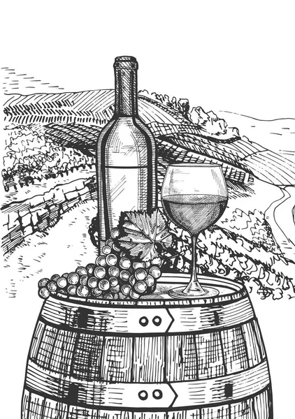 Wein-Stillleben — Stockvektor