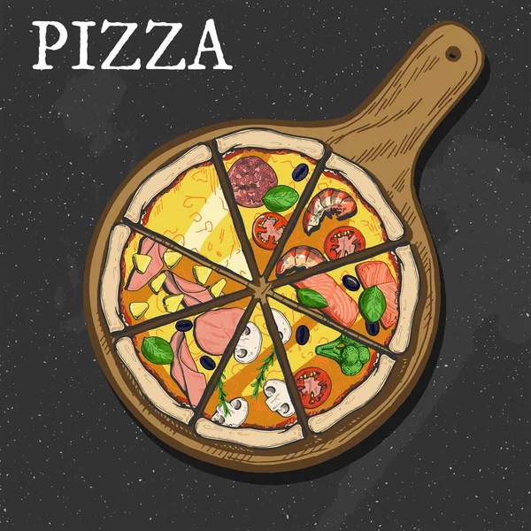 Diverse fette di pizza — Vettoriale Stock