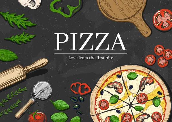 Fond de cuisson pizza — Image vectorielle