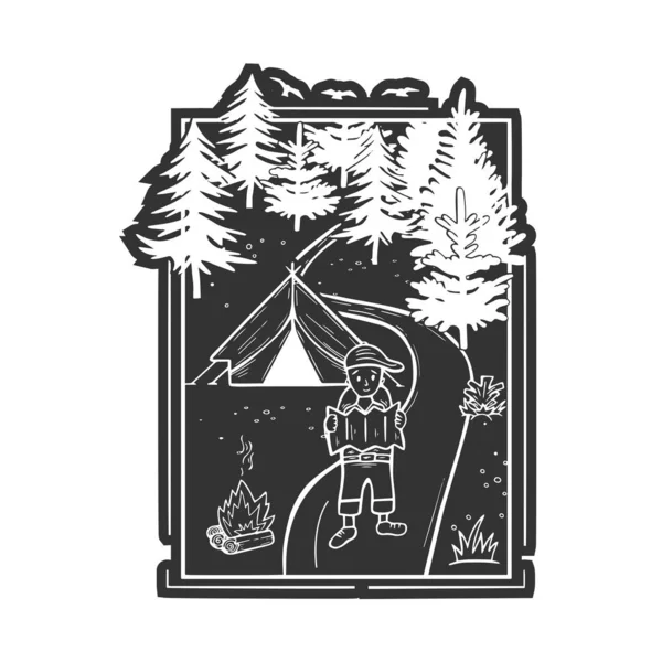 Illustration de la faune nature montagnes forêt — Image vectorielle