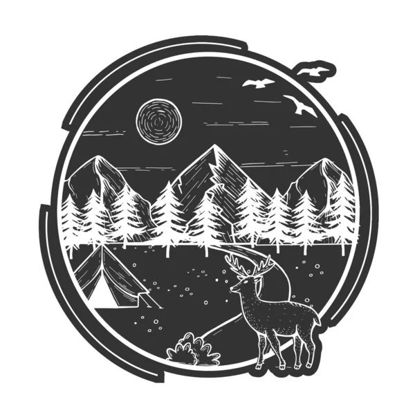 Illustration der Tierwelt Natur Berge Wald — Stockvektor