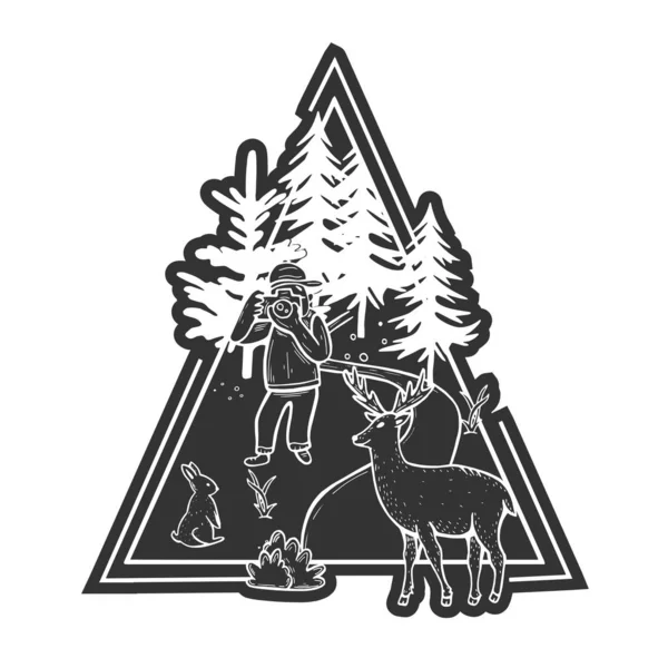 Illustration de la faune nature montagnes forêt — Image vectorielle