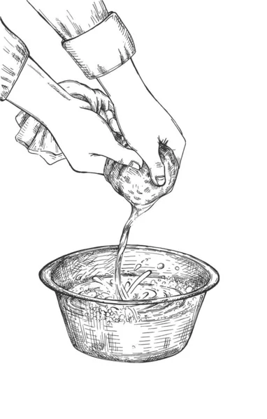 Natural soy milk straining process — Stock Vector