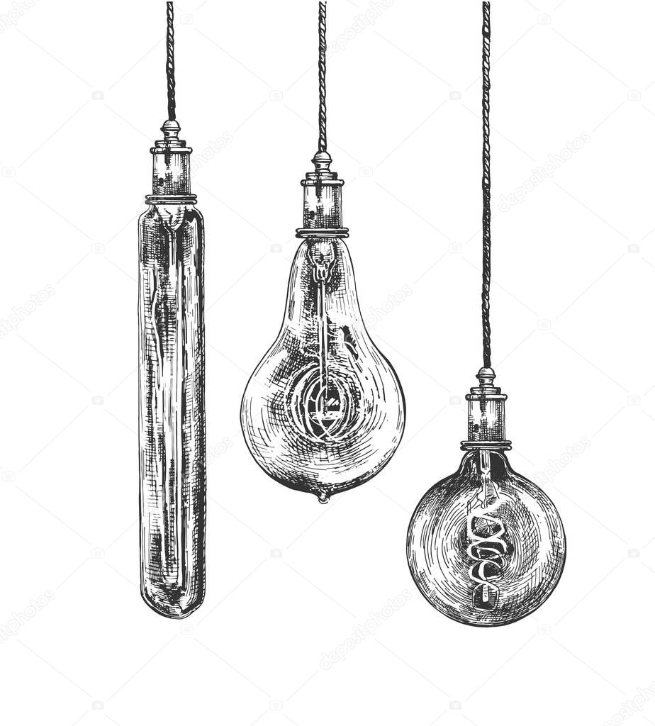 Vintage spiral Edison light bulb set