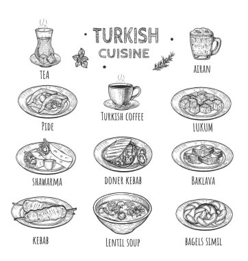 Middle East national dish collection clipart