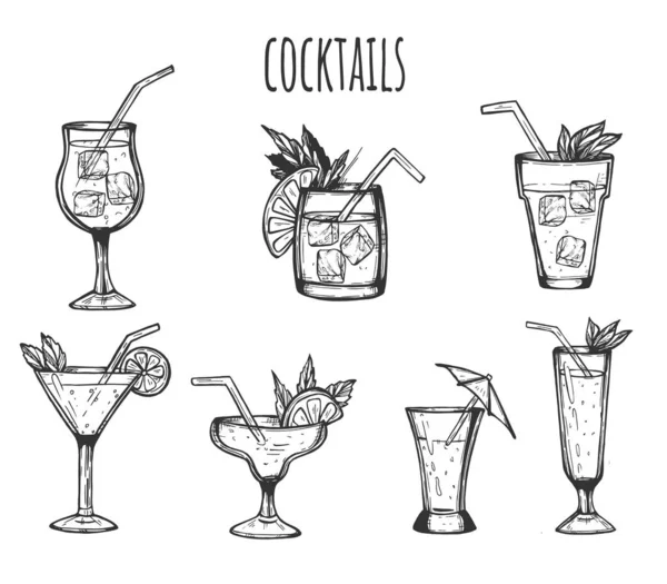 Cócteles de fiesta en vasos — Vector de stock