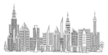 Futuristic city architecture sketch clipart