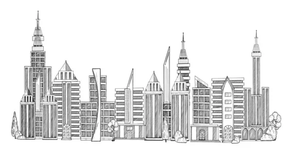 Schizzo di architettura futuristica della città — Vettoriale Stock