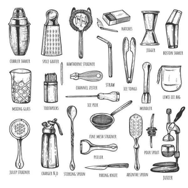 Ensemble d'outils de barman professionnel — Image vectorielle