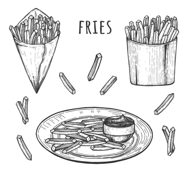 Papas fritas en el plato — Archivo Imágenes Vectoriales