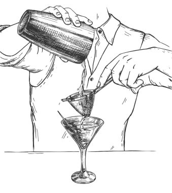 Martini kokteyli hazırlama süreci