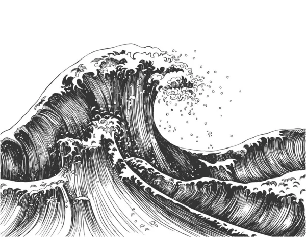Oceano estilo japonês ou ondas do mar — Vetor de Stock