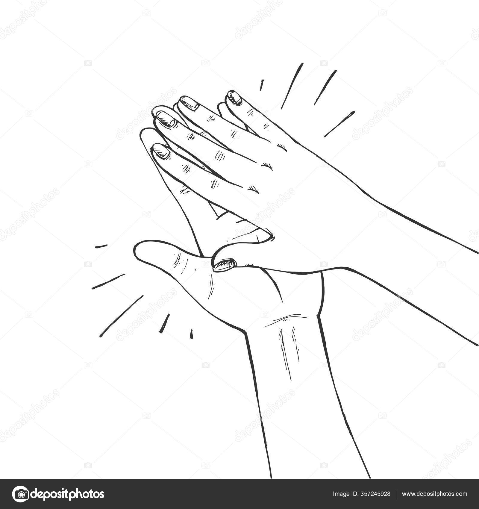 Vektorillustration Des Klatschenden Beifallszeichens Hände Beim  Applaudieren Applaus Handgezeichneter Vintage Stock-Vektorgrafik von  ©istryistry 357245928
