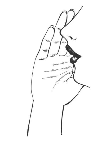Vector Illustration Gossip Gesture Sign Girl Gossiping Telling Secret Talking — Stock Vector
