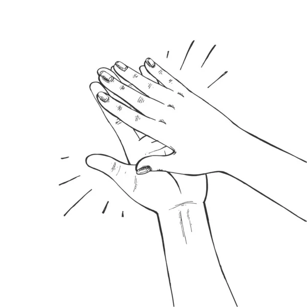 Vektor Illustration Klappning Hyllning Tecken Händerna Applåderar Applådera Uttryckssymbol Vintage — Stock vektor